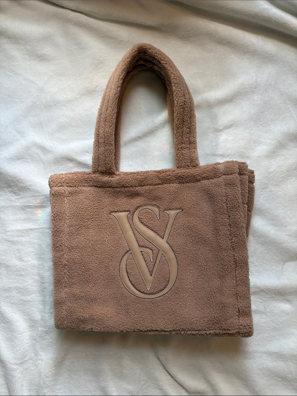 Victoria's Secret Cozy Fleece Sherpa Tote Bag Tan